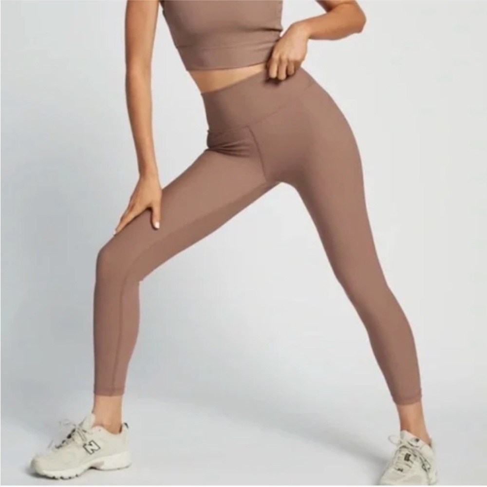High-Waist Seamless Leggings in Mauve Brown